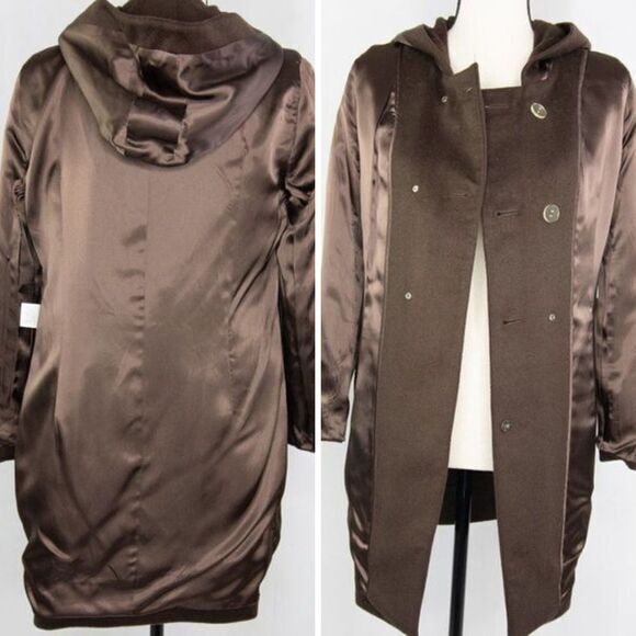 Vintage wool silk cashmere blend brown coat‎ - Picture 10 of 16